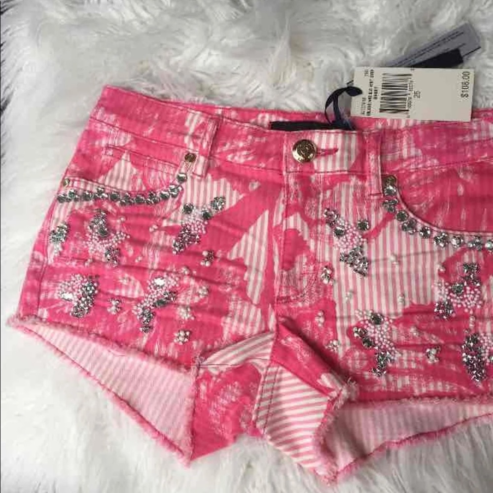 Juicy couture denim pink jean embellished shorts